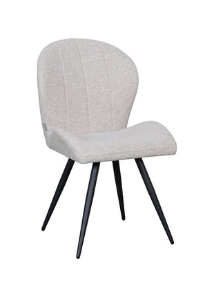 LABEL51 Eetkamerstoel Sil - Naturel - Boucle - Zwart Metalen Frame