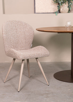 LABEL51 Eetkamerstoel Sil - Mushroom - Boucle - Taupe Metalen Frame