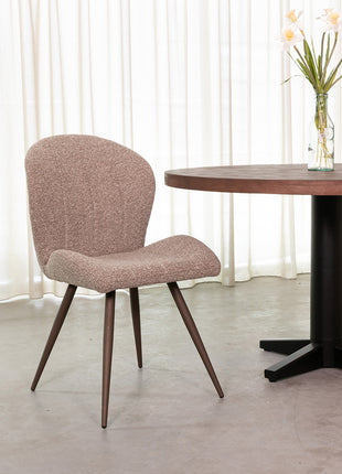 LABEL51 Eetkamerstoel Sil - Mushroom - Boucle - Brons Metalen Frame