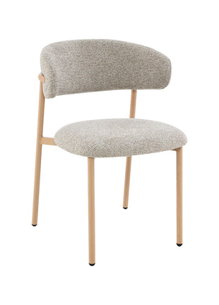 LABEL51 Eetkamerstoel Kaito - Beige - Geweven - Naturel Houten Frame