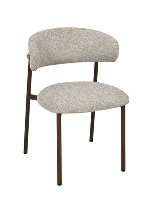 LABEL51 Eetkamerstoel Kaito - Beige - Geweven - Walnoot Houten Frame