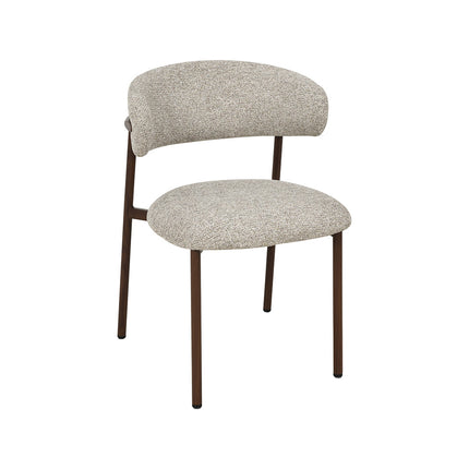 LABEL51 Eetkamerstoel Kaito - Beige - Geweven - Walnoot Houten Frame