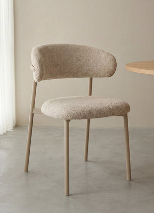 LABEL51 Eetkamerstoel Kaito - Beige - Geweven - Beige Metalen Frame