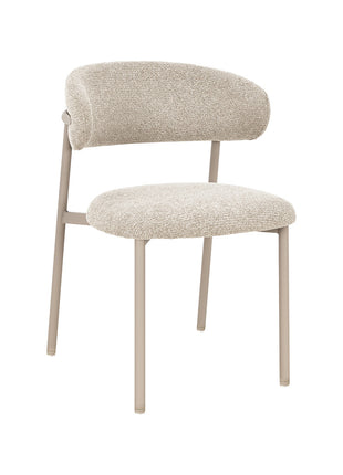 LABEL51 Eetkamerstoel Kaito - Beige - Geweven - Beige Metalen Frame