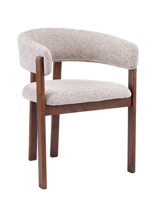 LABEL51 Eetkamerstoel Osaka - Beige - Geweven - Walnoot Houten Frame