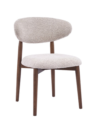 LABEL51 Eetkamerstoel Kyoto - Beige - Geweven - Walnoot Houten Frame