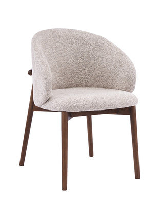 LABEL51 Eetkamerstoel Nagano - Beige - Geweven - Walnoot Houten Frame