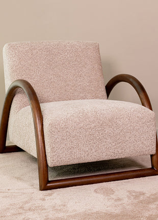 LABEL51 Fauteuil Viggo - Beige - Geweven - Walnoot Houten Frame