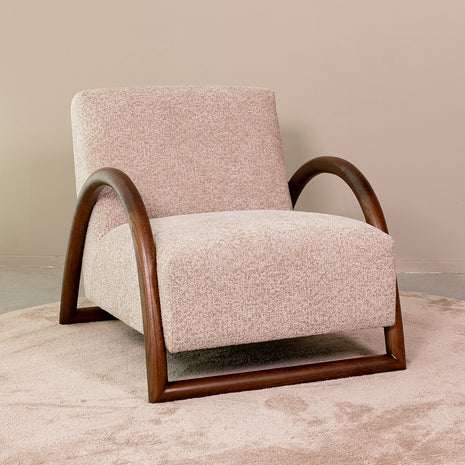 LABEL51 Fauteuil Viggo - Beige - Geweven - Walnoot Houten Frame