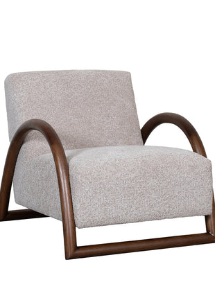 LABEL51 Fauteuil Viggo - Beige - Geweven - Walnoot Houten Frame