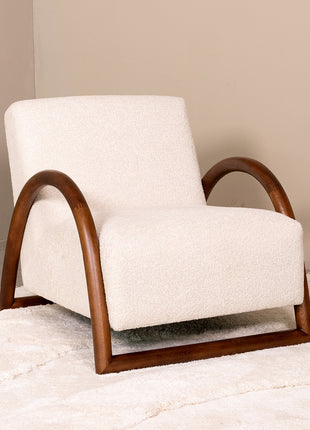 LABEL51 Fauteuil Viggo - Naturel - Geweven - Walnoot Houten Frame