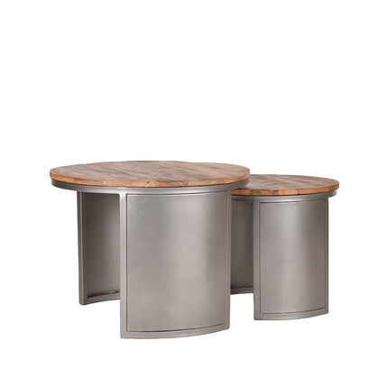 LABEL51 Salontafel Set Bunch - Rough - Mangohout - 60 cm - Rond