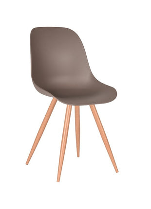 LABEL51 Eetkamerstoel Rimini - Coffee - PP - Naturel Houtlook Frame