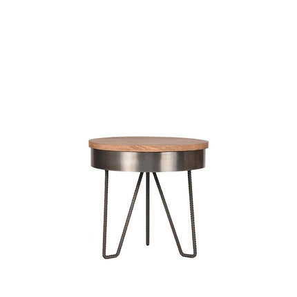 LABEL51 Bijzettafel Saran - Grijs - Metaal - 44 cm - Rond