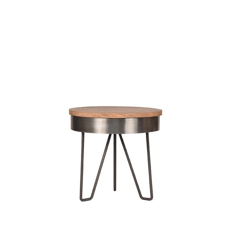LABEL51 Bijzettafel Saran - Grijs - Metaal - 44 cm - Rond