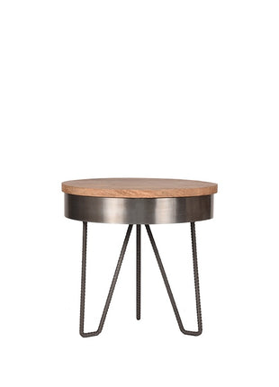 LABEL51 Bijzettafel Saran - Grijs - Metaal - 44 cm - Rond