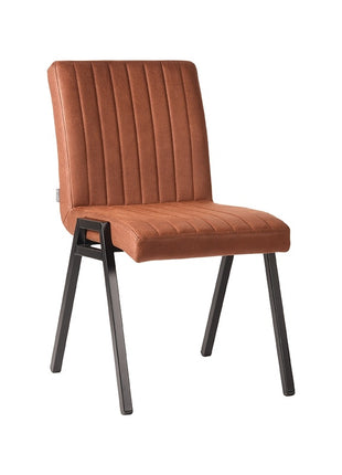 LABEL51 Eetkamerstoel Matz - Cognac - Microvezel - Zwart Metalen Frame