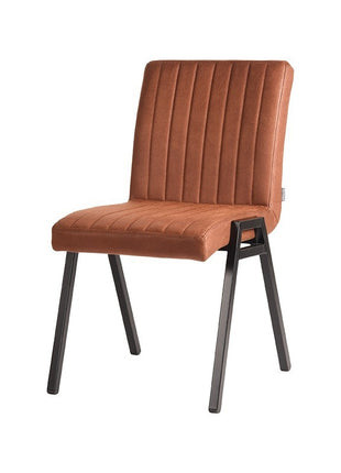 LABEL51 Eetkamerstoel Matz - Cognac - Microvezel - Zwart Metalen Frame