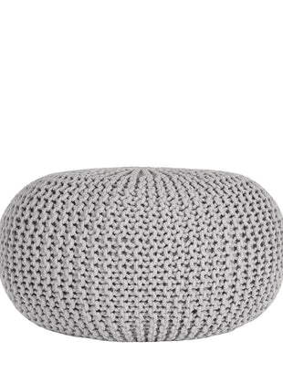 LABEL51 Poef Knitted - Lichtgrijs - Katoen - L