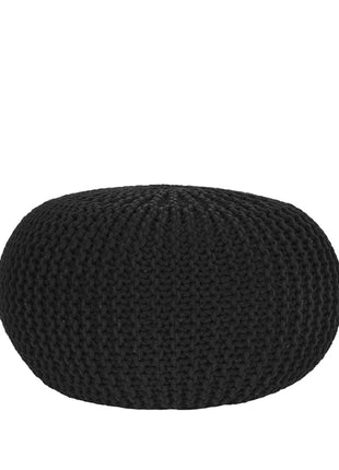 LABEL51 Poef Knitted - Zwart - Katoen - L