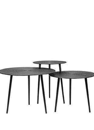 LABEL51 Salontafel Set Nobby - Zwart - Metaal - 60 cm - Rond