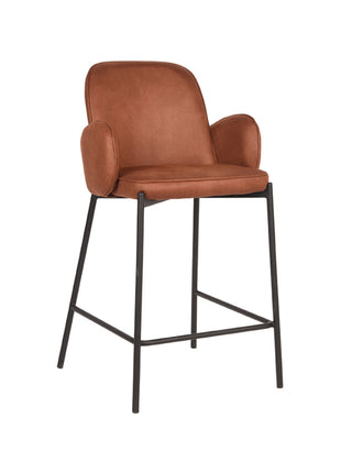LABEL51 Barkruk Jari - Cognac - Microvezel - Laag