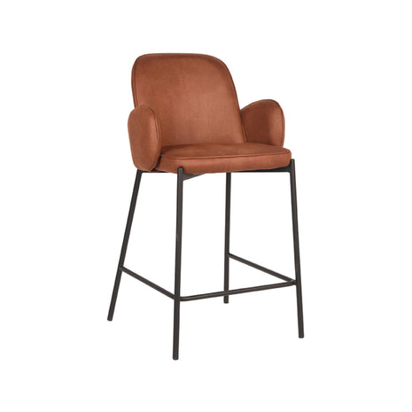 LABEL51 Barkruk Jari - Cognac - Microvezel - Laag