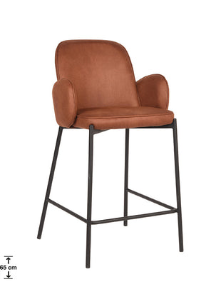 LABEL51 Barkruk Jari - Cognac - Microvezel - Laag