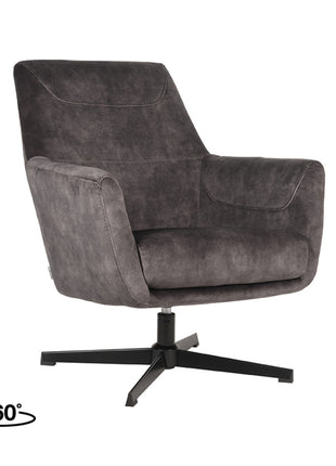 LABEL51 Fauteuil Toby - Antraciet - Velours