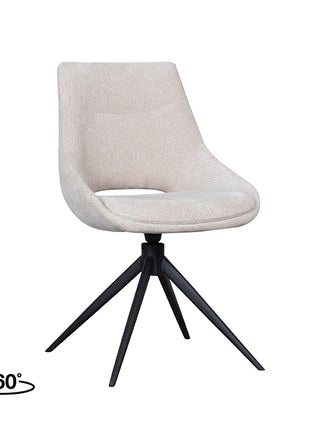 LABEL51 Eetkamerstoel Marlow - Naturel - Chenille - Zwart Metalen Frame