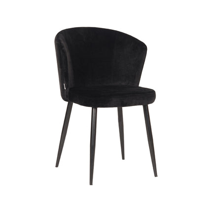 LABEL51 Eetkamerstoel Wave - Zwart - Fluweel - Zwart Metalen Frame