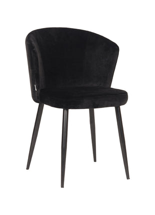 LABEL51 Eetkamerstoel Wave - Zwart - Fluweel - Zwart Metalen Frame