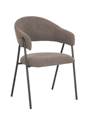 LABEL51 Eetkamerstoel Lowen - Bruin - Boucle - Zwart Metalen Frame