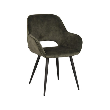 LABEL51 Eetkamerstoel Fer - Hunter - Velours - Zwart Metalen Frame