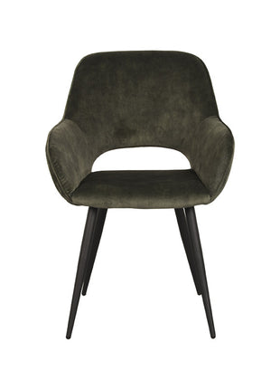 LABEL51 Eetkamerstoel Fer - Hunter - Velours - Zwart Metalen Frame