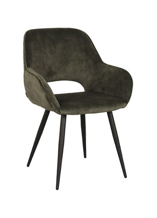 LABEL51 Eetkamerstoel Fer - Hunter - Velours - Zwart Metalen Frame