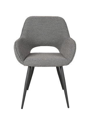 LABEL51 Eetkamerstoel Fer - Grijs - Boucle - Zwart Metalen Frame