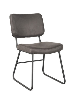 LABEL51 Eetkamerstoel Noah - Antraciet - Kunstleder - Zwart Metalen Frame