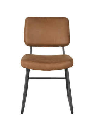 LABEL51 Eetkamerstoel Noah - Cognac - Micro Suede - Zwart Metalen Frame