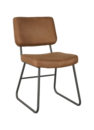 LABEL51 Eetkamerstoel Noah - Cognac - Micro Suede - Zwart Metalen Frame