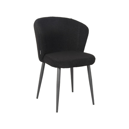 LABEL51 Eetkamerstoel Whirl - Zwart - Teddy - Zwart Metalen Frame