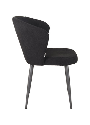 LABEL51 Eetkamerstoel Whirl - Zwart - Teddy - Zwart Metalen Frame