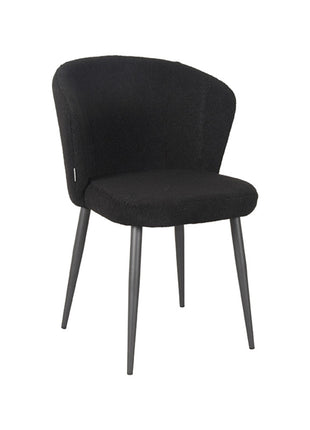 LABEL51 Eetkamerstoel Whirl - Zwart - Teddy - Zwart Metalen Frame