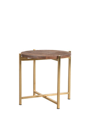 LABEL51 Bijzettafel Dox - Goud - Mangohout - Goud Onderstel