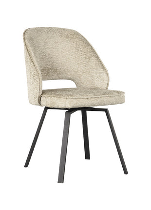 LABEL51 Eetkamerstoel Lewis - Beige - Elegance - Zwart Metalen Frame