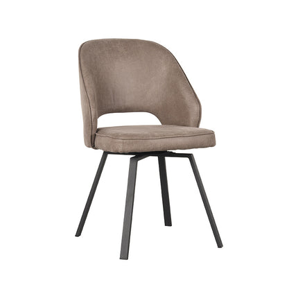 LABEL51 Eetkamerstoel Lewis - Taupe - Micro Suede - Zwart Metalen Frame