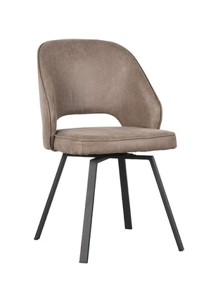 LABEL51 Eetkamerstoel Lewis - Taupe - Micro Suede - Zwart Metalen Frame