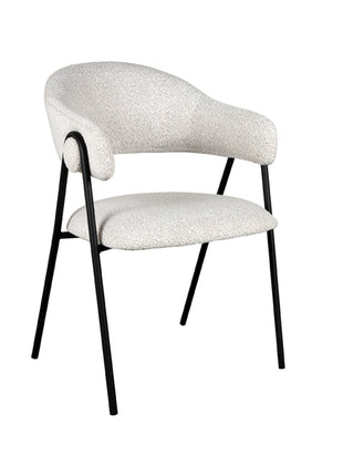 LABEL51 Eetkamerstoel Lowen - Champagne - Boucle - Zwart Metalen Frame