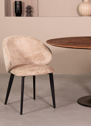 LABEL51 Eetkamerstoel Logan - Beige - Fluweel