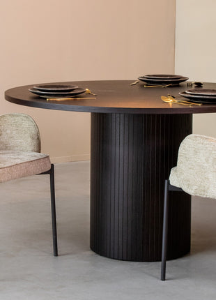 LABEL51 Eetkamertafel Oliva - Zwart - Eiken - 130 cm - Rond